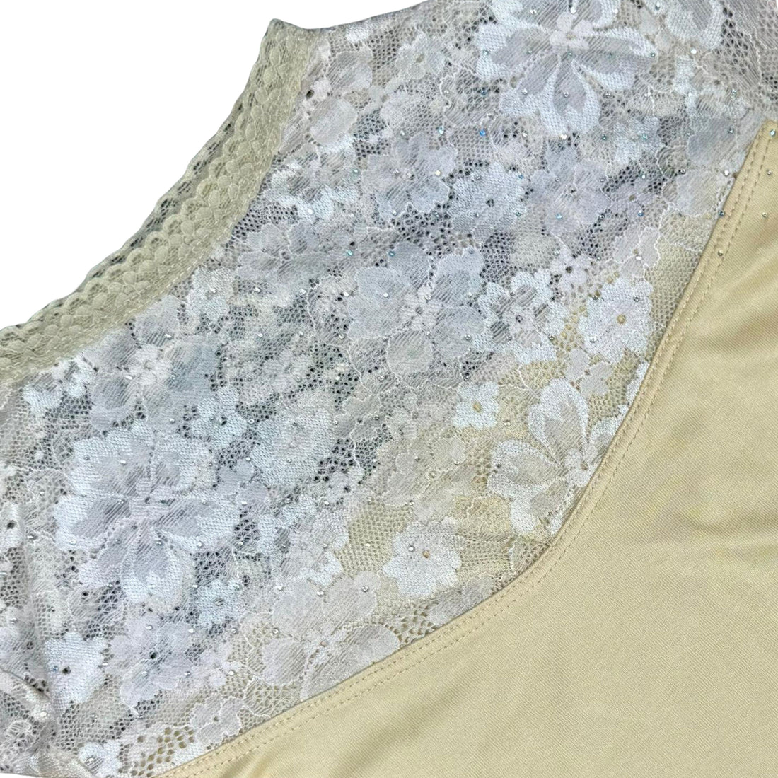 Blendivo Elegant Lace Full-Sleeve Nightgown (Beige)