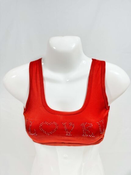 Embellished "LOVE" Bralette (Red)