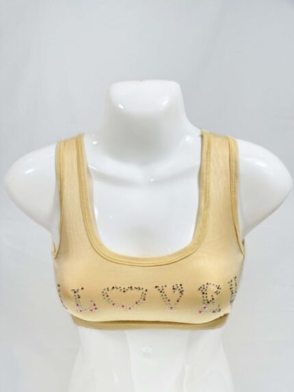 Embellished "LOVE" Bralette (Beige)